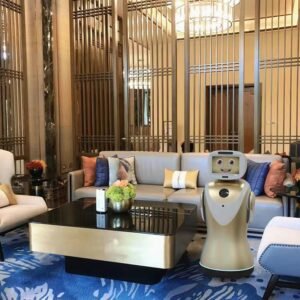 Restaurant intelligent dancing artificial intelligence business reception robot interacts with customers